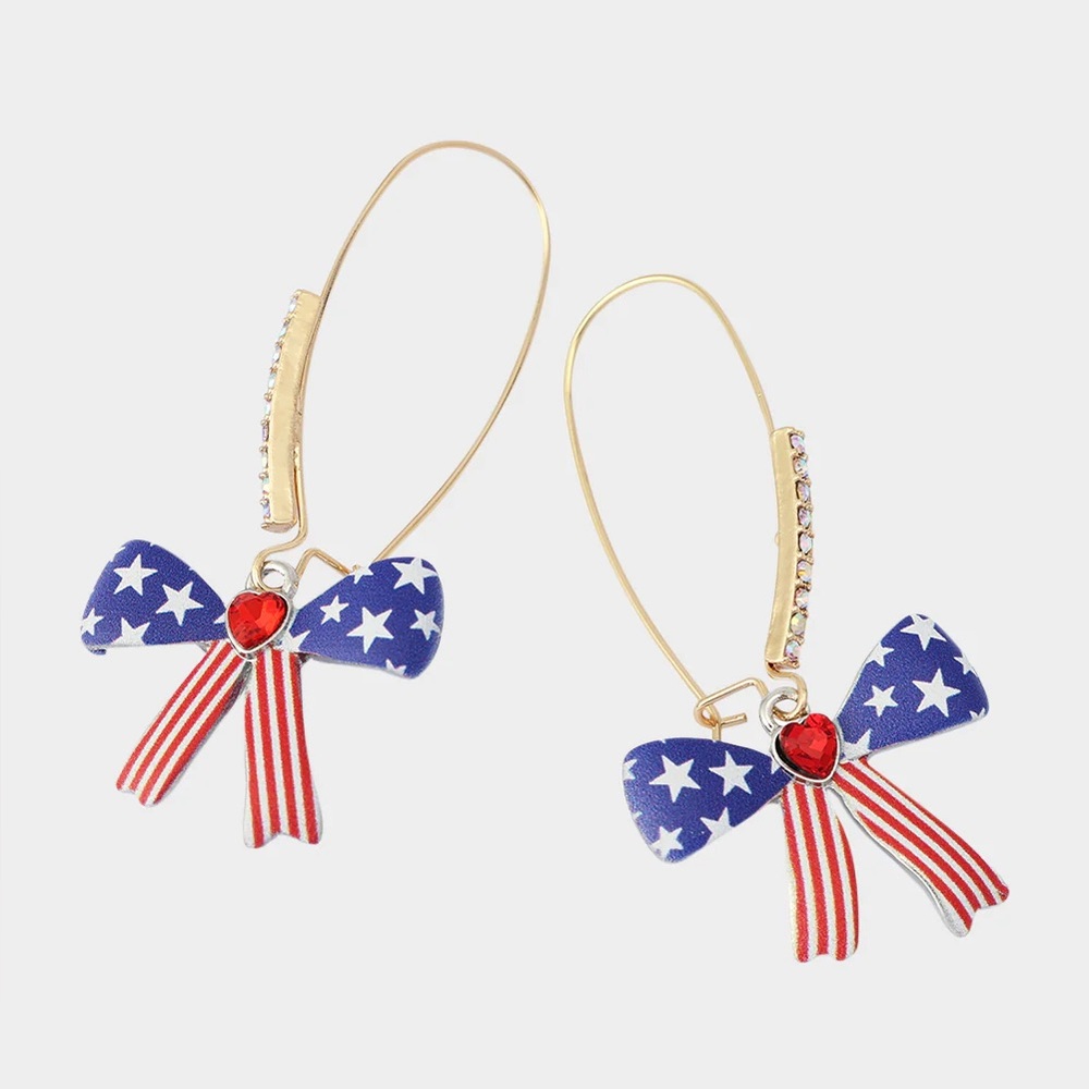 LAST ONE! Betsey Johnson Americana Bow Earrings - Picture 3 of 11